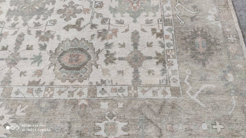 Jill Jackson 8.3x10 Ivory and Beige Hand-Knotted Oushak Rug | Banana Manor Rug Company