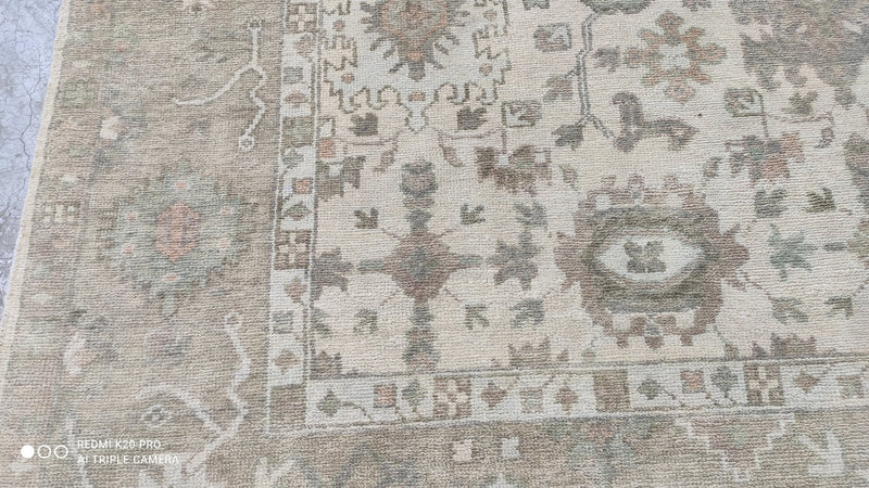 Jill Jackson 8.3x10 Ivory and Beige Hand-Knotted Oushak Rug | Banana Manor Rug Company