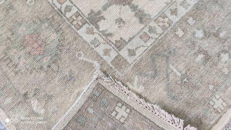 Jill Jackson 8.3x10 Ivory and Beige Hand-Knotted Oushak Rug | Banana Manor Rug Company