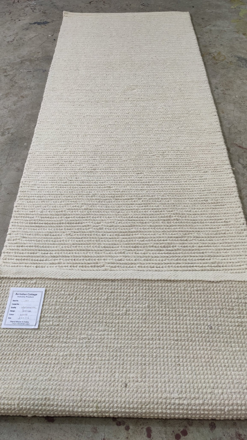 Jo Handwoven White Soumak Rug (Multiple Sizes) | Banana Manor Rug Company