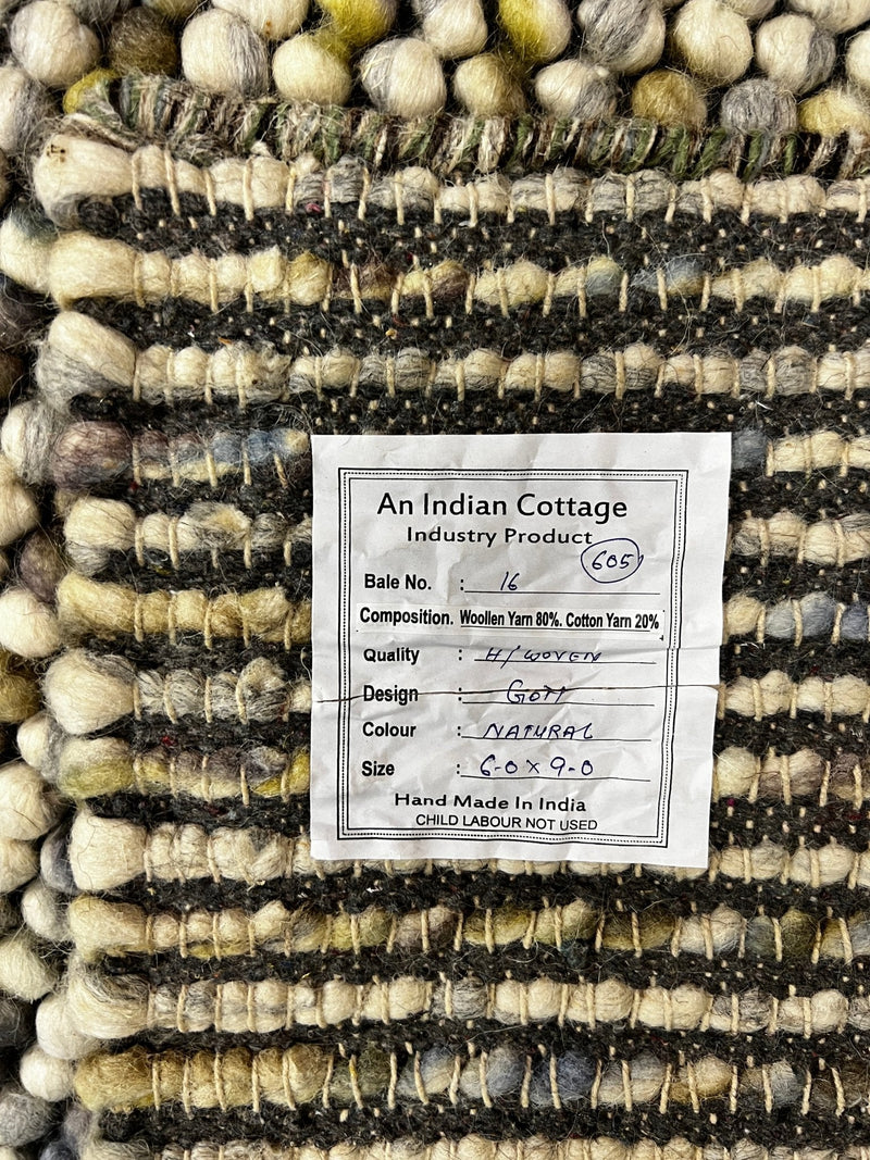 Joanna Baillie Handwoven Wool Durrie Natural Loop 6x9 | Banana Manor Rug Factory Outlet