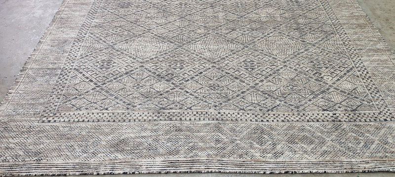 Joel Tobeck Hand-Knotted Modern Natural and Grey High-Low 8X10 | Banana Manor Rug Company