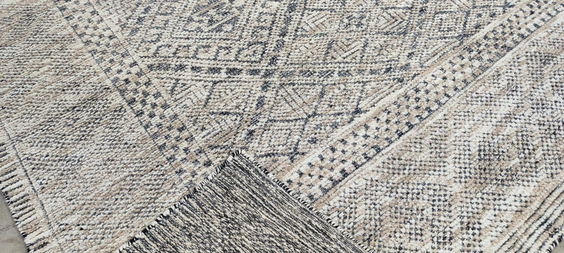 Joel Tobeck Hand-Knotted Modern Natural and Grey High-Low 8X10 | Banana Manor Rug Company