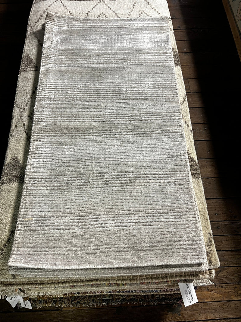 John Leigh Tan Silver Viscose Rug 2x4 | Banana Manor Rug Company