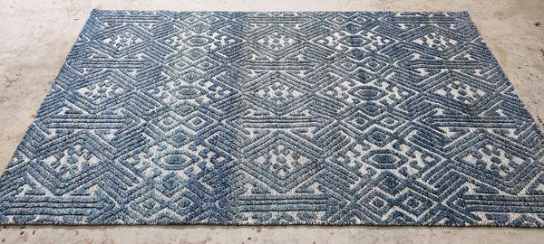 John Noble Hand-Knotted Modern Rug Green High-Low 5x8.3 | Banana Manor Rug Company