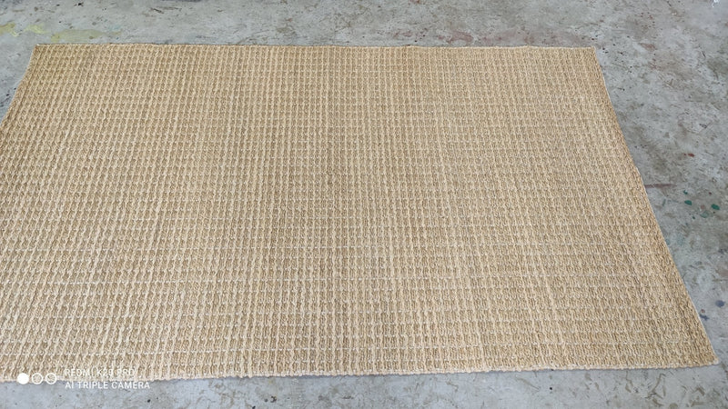 John Reynolds 5x8 Natural and Brown Striped Handwoven Jute Rug | Banana Manor Rug Company