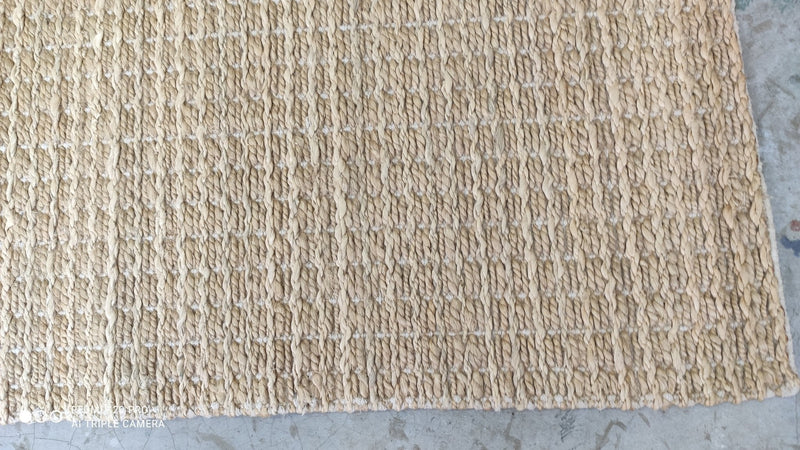 John Reynolds 5x8 Natural and Brown Striped Handwoven Jute Rug | Banana Manor Rug Company