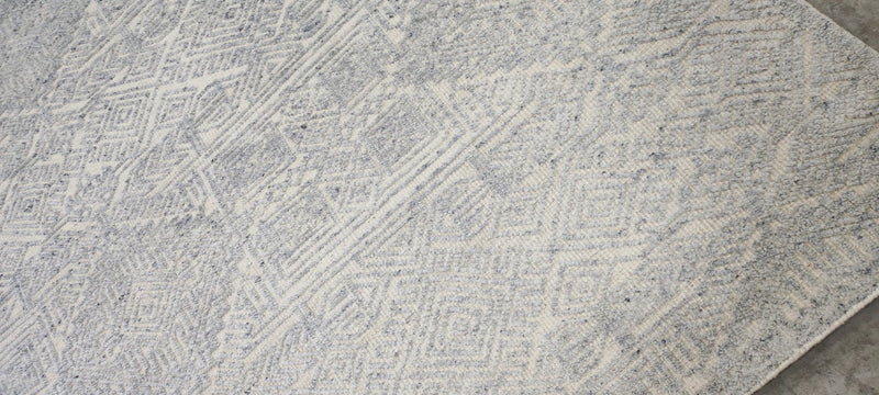 John Tui Hand-Knotted Modern Natural and Grey High-Low 8.3X10.3 | Banana Manor Rug Company