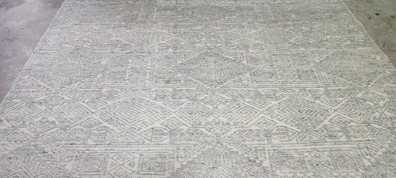 John Tui Hand-Knotted Modern Natural and Grey High-Low 8.3X10.3 | Banana Manor Rug Company