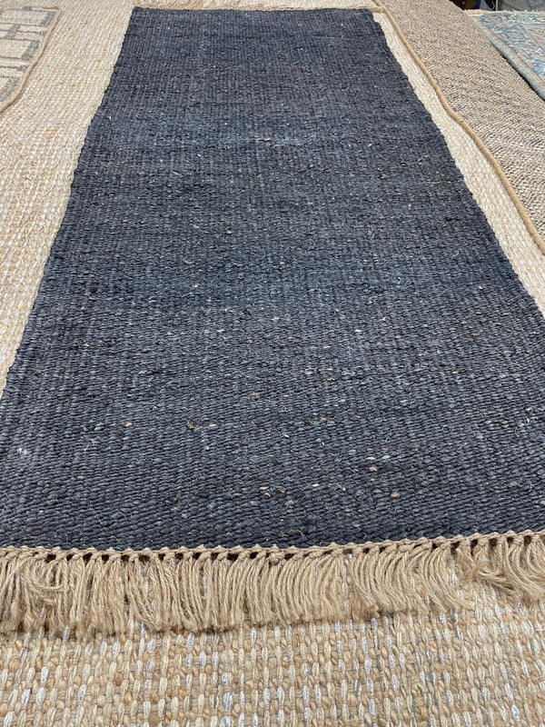 John Zingani 2.3X5.3 Black Natural Durrie Rug | Banana Manor Rug Company