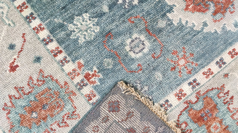 Jolie 9x12 Blue and Tan Hand-Knotted Oushak Rug | Banana Manor Rug Company