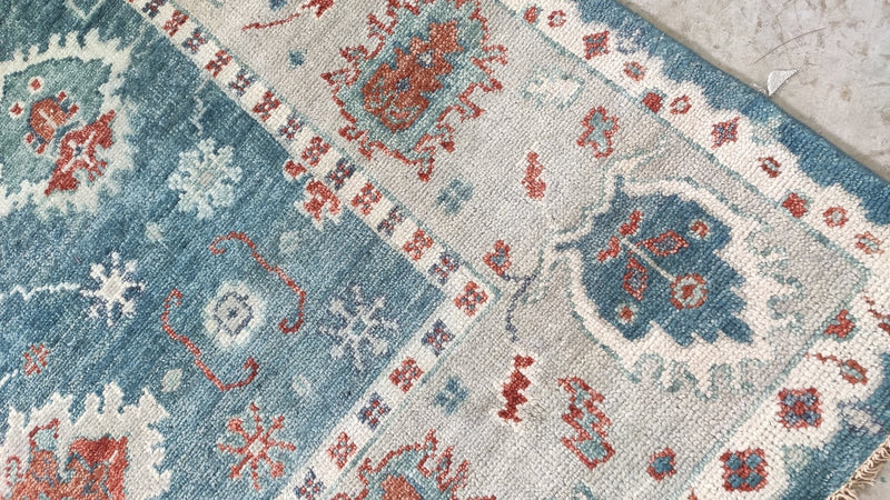 Jolie 9x12 Blue and Tan Hand-Knotted Oushak Rug | Banana Manor Rug Company