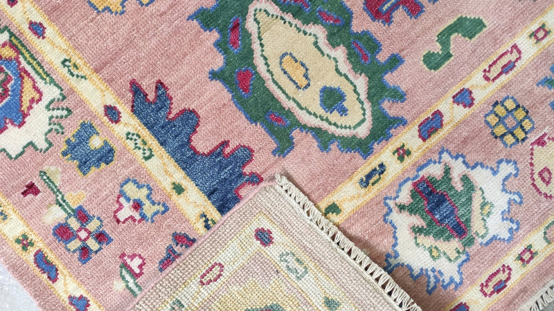 Jonlee 7x10 Pink and Gold Hand-Knotted Oushak Rug | Banana Manor Rug Company