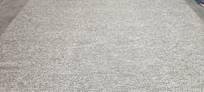 Judith Murray Handwoven Wool Durrie Natural Grey Loop ball 10x13.6 | Banana Manor Rug Company