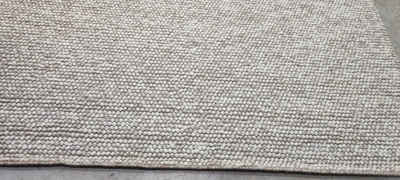 Judith Murray Handwoven Wool Durrie Natural Grey Loop ball 10x13.6 | Banana Manor Rug Company