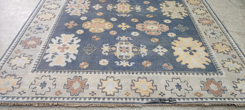 Judy Davis Hand-Knotted Oushak Rug Dark Grey and Tan 8x10 | Banana Manor Rug Company