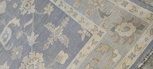 Julia Louis-Dreyfus 9x12 Grey and Tan Hand-Knotted Oushak Rug | Banana Manor Rug Company