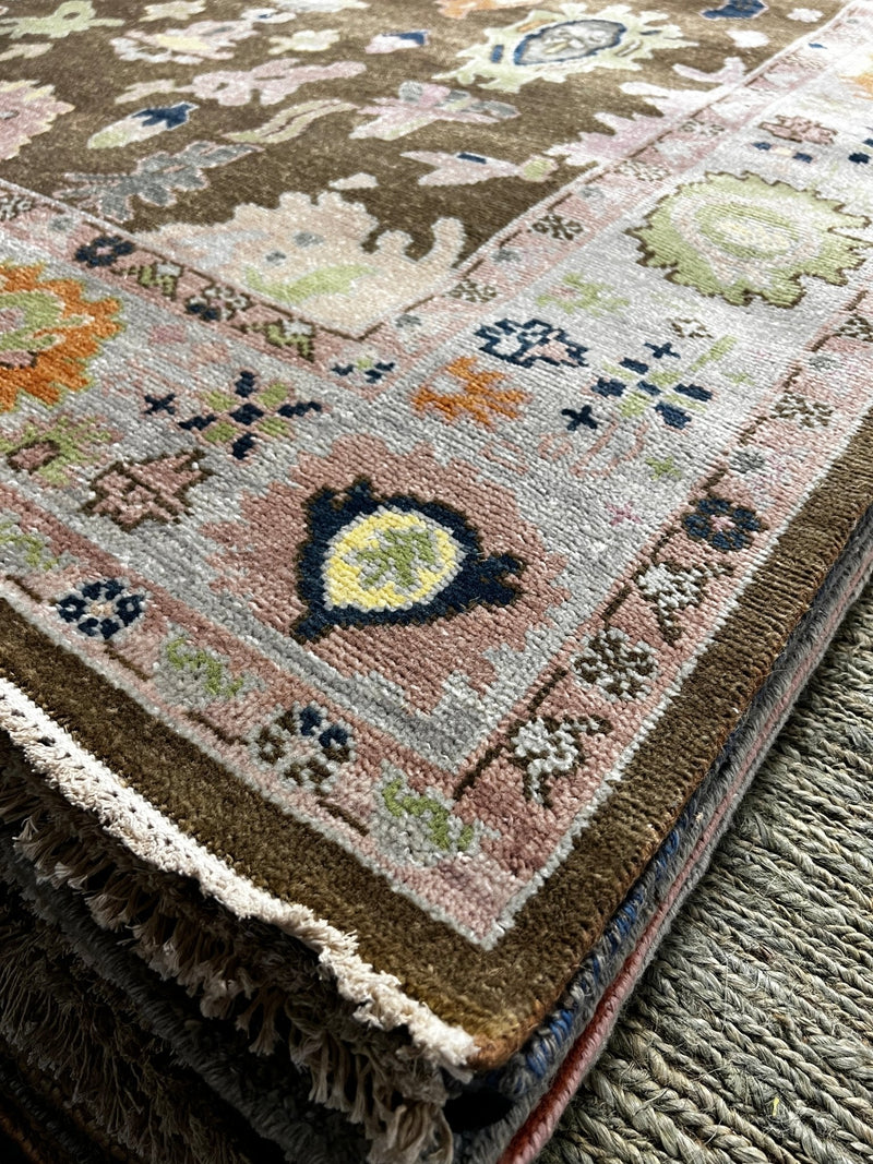 Julie Ege 6x9 Light Brown and Light Grey Hand-Knotted Oushak Rug | Banana Manor Rug Company