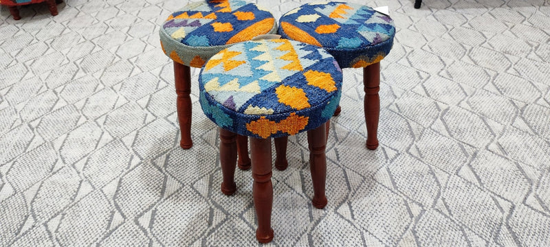 Justin Jeffre Wooden Upholstered Stool 12x12x16 (Assorted Styles) | Banana Manor Rug Company