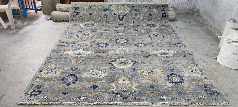 Kahi Lee Tan and Grey Hand-Knotted Oushak Rug 8x10 | Banana Manor Rug Company