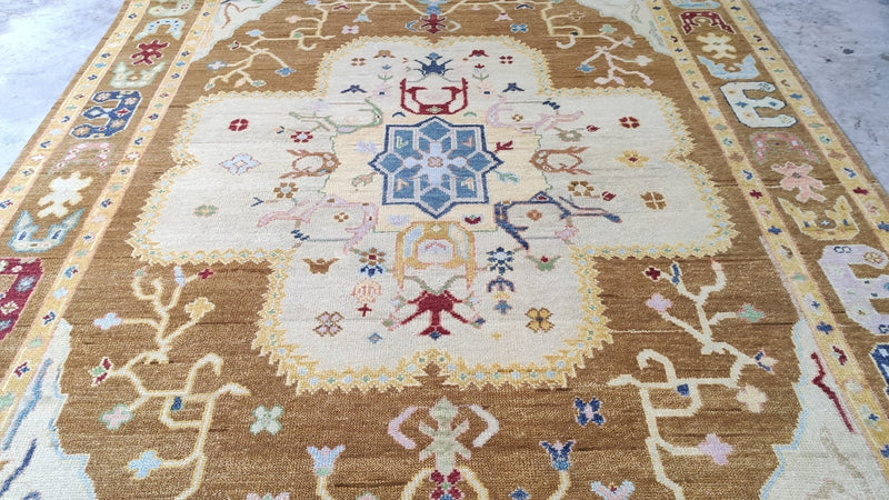 Kala 8x10 Gold Hand-Knotted Oushak Rug | Banana Manor Rug Company