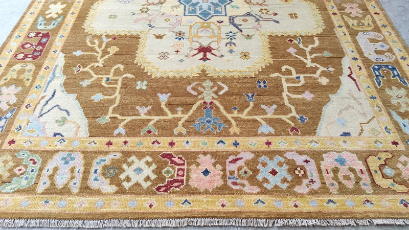 Kala 8x10 Gold Hand-Knotted Oushak Rug | Banana Manor Rug Company