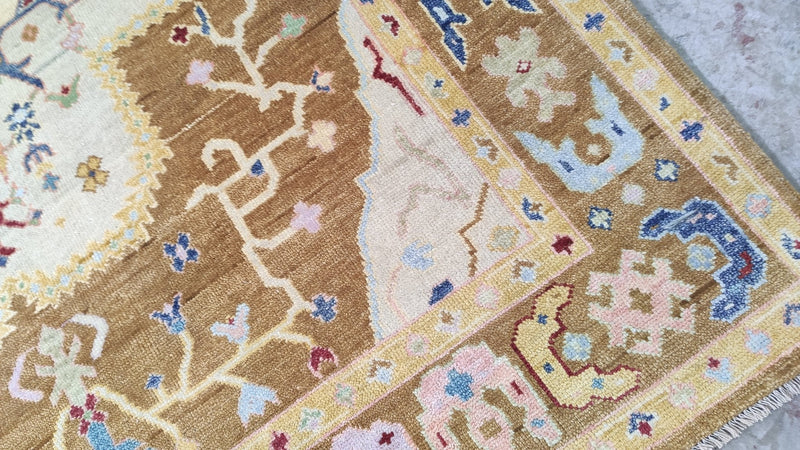 Kala 8x10 Gold Hand-Knotted Oushak Rug | Banana Manor Rug Company