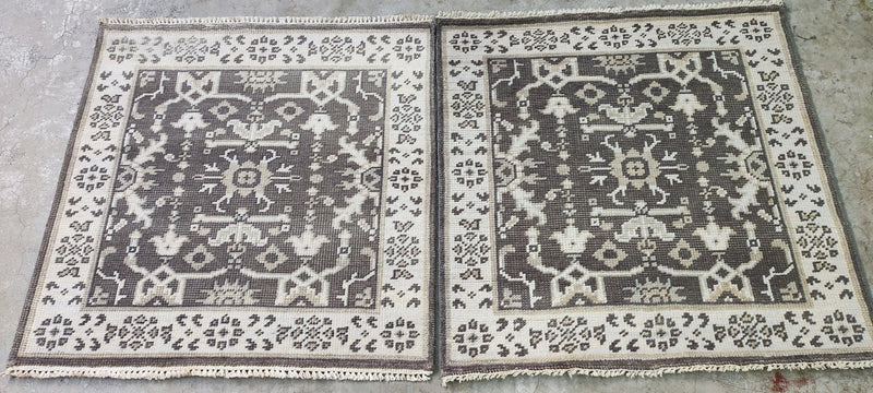 Kara Adam Grey and Silver Hand-Knotted Oushak Rug 2.9x2.9 | Banana Manor Rug Company