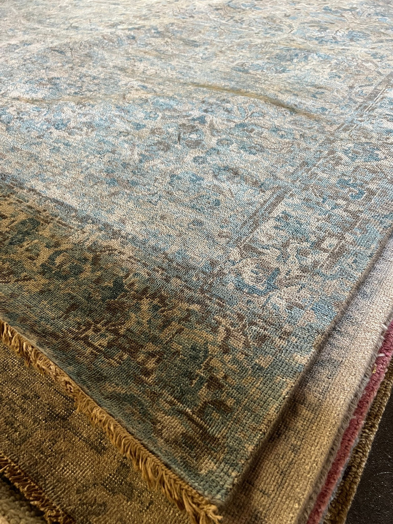 Kara Anne 8x9.9 Bluish Grey Hand-Knotted Oushak Rug | Banana Manor Rug Company