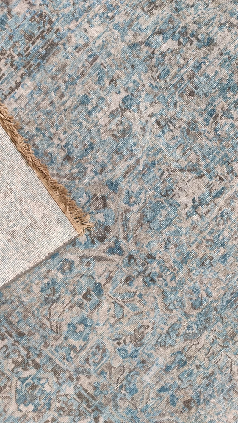 Kara Anne 8x9.9 Bluish Grey Hand-Knotted Oushak Rug | Banana Manor Rug Company