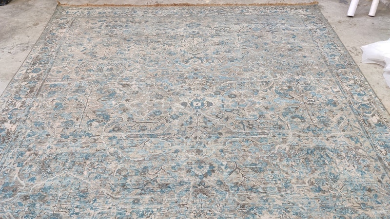 Kara Anne 8x9.9 Bluish Grey Hand-Knotted Oushak Rug | Banana Manor Rug Company