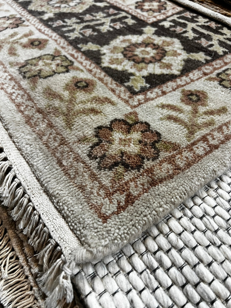 Karen Davis 6.9x7.9 Brown and Beige Hand-Knotted Oushak Rug | Banana Manor Rug Factory Outlet