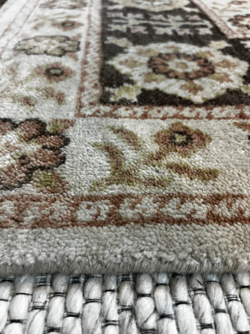 Karen Davis 6.9x7.9 Brown and Beige Hand-Knotted Oushak Rug | Banana Manor Rug Factory Outlet