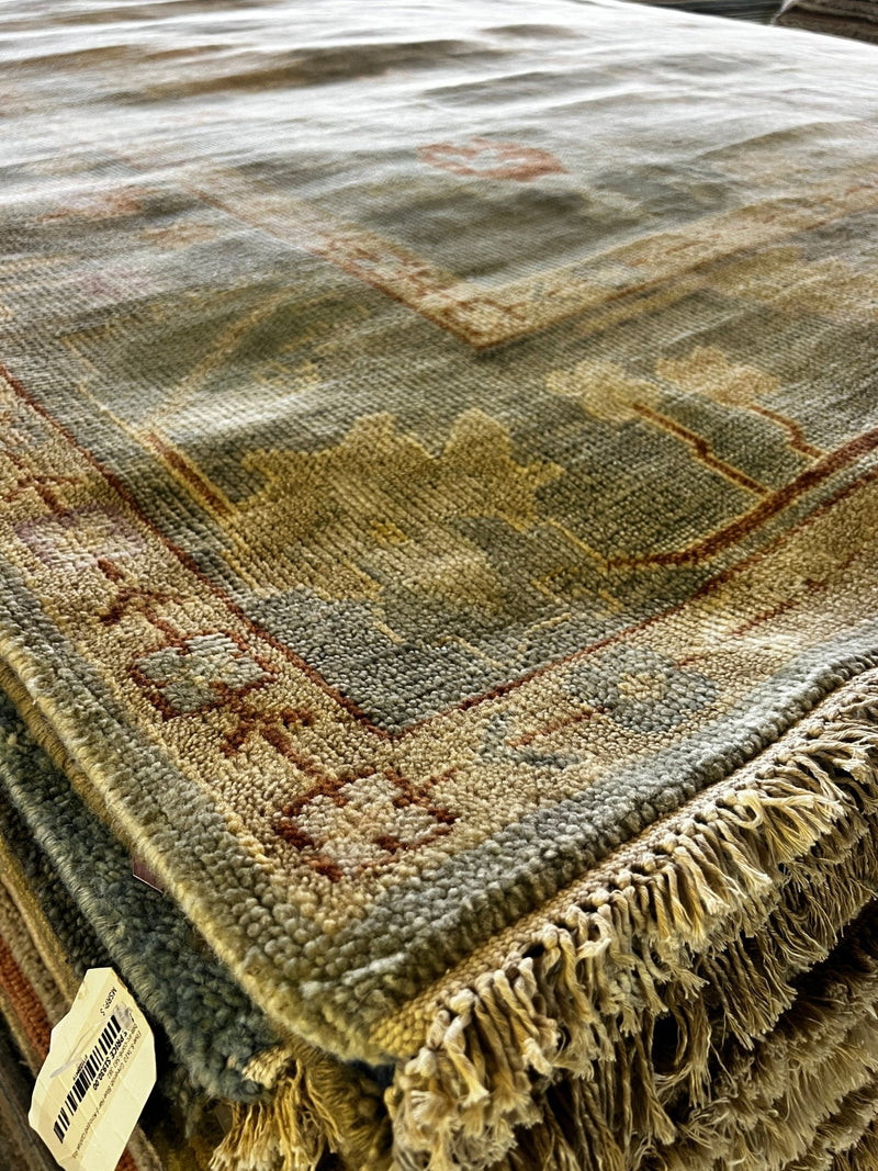 Kate Lester 8x10.3 Light Grey and Grey Hand-Knotted Oushak Rug | Banana Manor Rug Factory Outlet