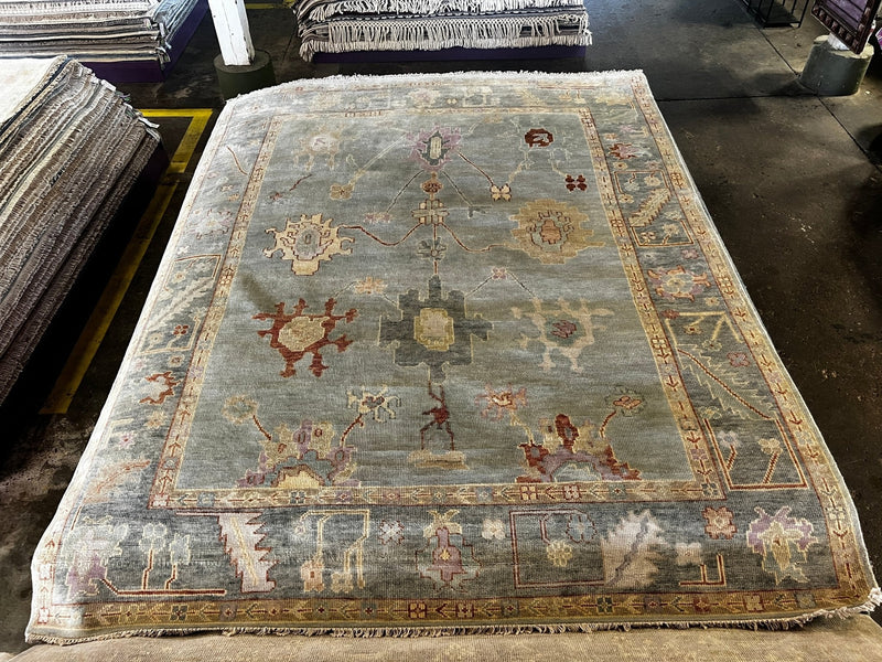 Kate Lester 8x10.3 Light Grey and Grey Hand-Knotted Oushak Rug | Banana Manor Rug Factory Outlet