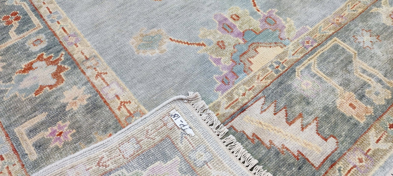 Kate Lester Light Grey and Grey Hand-Knotted Oushak Rug 8x10.3 | Banana Manor Rug Company