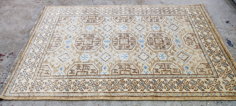 Katherine Langford Hand-Knotted Oushak Rug Beige 4x6 | Banana Manor Rug Company