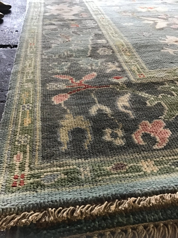 Katheryn Alice 8.3x10 Light Blue and Grey Hand-Knotted Oushak Rug | Banana Manor Rug Company