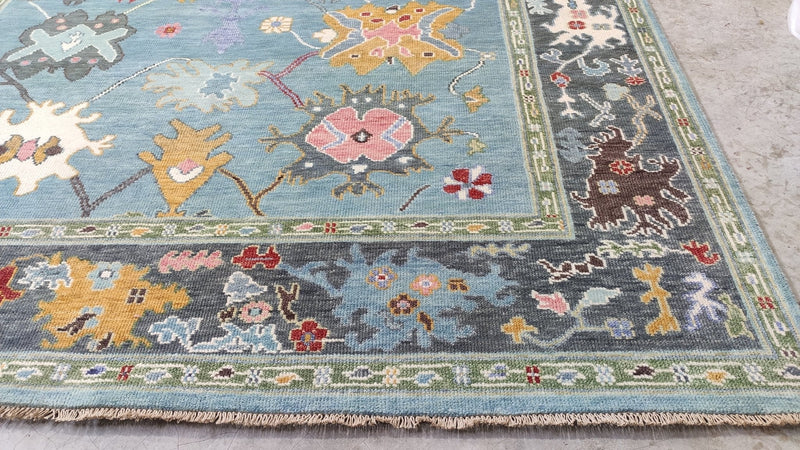 Katheryn Alice 8.3x10 Light Blue and Grey Hand-Knotted Oushak Rug | Banana Manor Rug Company