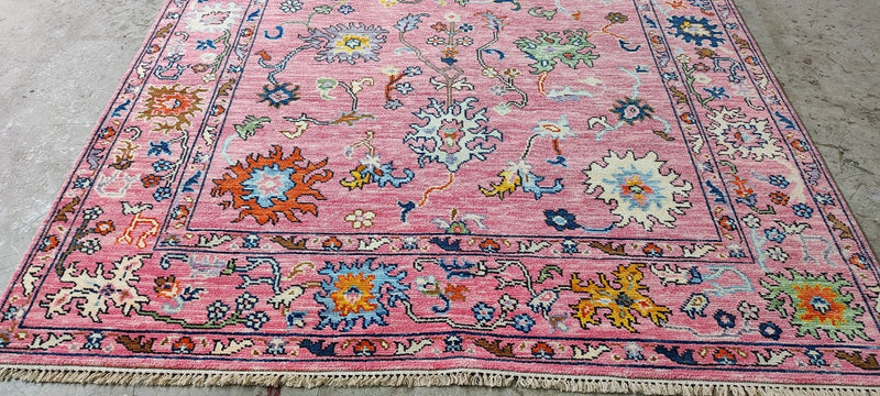 Kathrine Sørland 6.3x9.6 Pink Hand-Knotted Oushak Rug | Banana Manor Rug Company