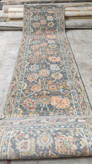 Katie Holmes 2.6x11.9 Charcoal Hand-Knotted Oushak Runner | Banana Manor Rug Company