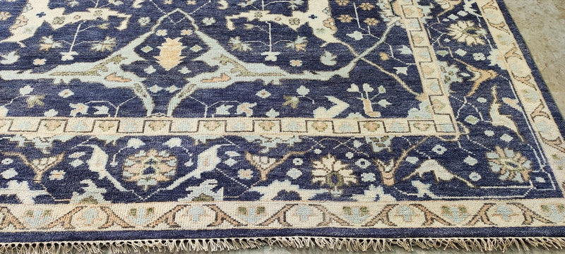 Katie Ridder 8.9x11.9 Blue Hand-Knotted Oushak Rug | Banana Manor Rug Company