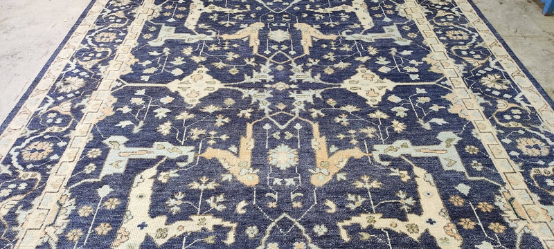 Katie Ridder 8.9x11.9 Blue Hand-Knotted Oushak Rug | Banana Manor Rug Company