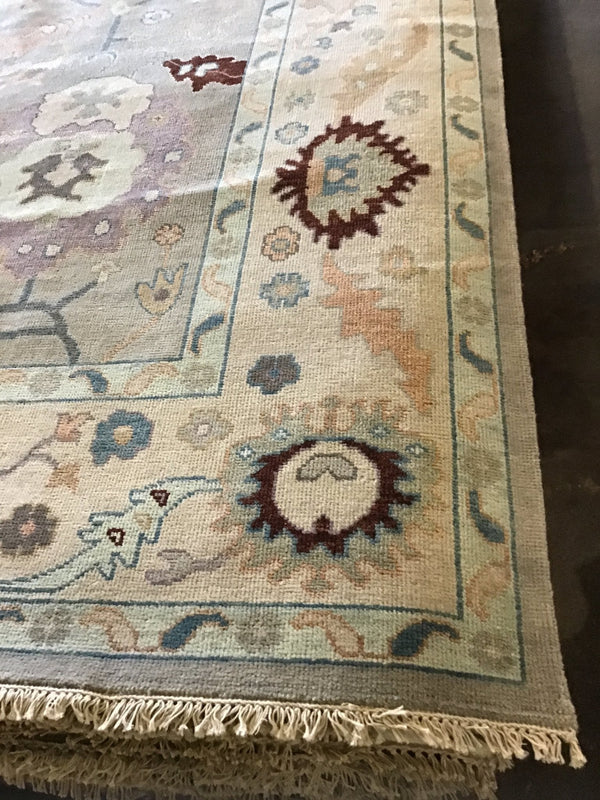 Katniss 9.3x11.9 Grey and Tan Hand-Knotted Oushak Rug | Banana Manor Rug Company