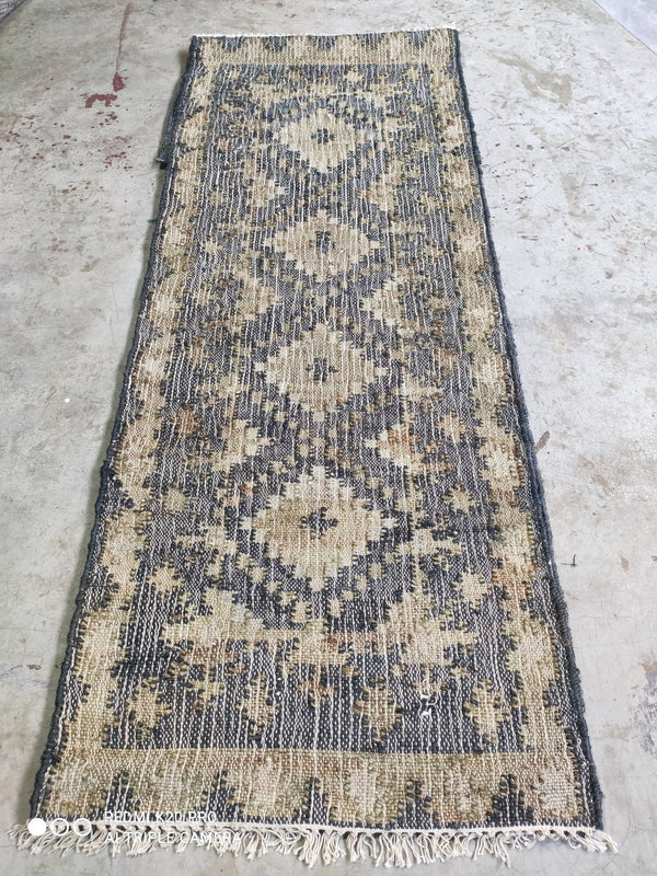 Katz 2.6x8.6 Handwoven Natural and Gray Jute Runner | Banana Manor Rug Company