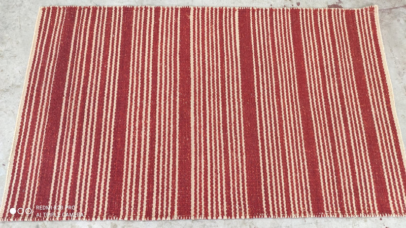 Keith the Handyman 3x5 Red Handwoven Durrie Rug | Banana Manor Rug Company