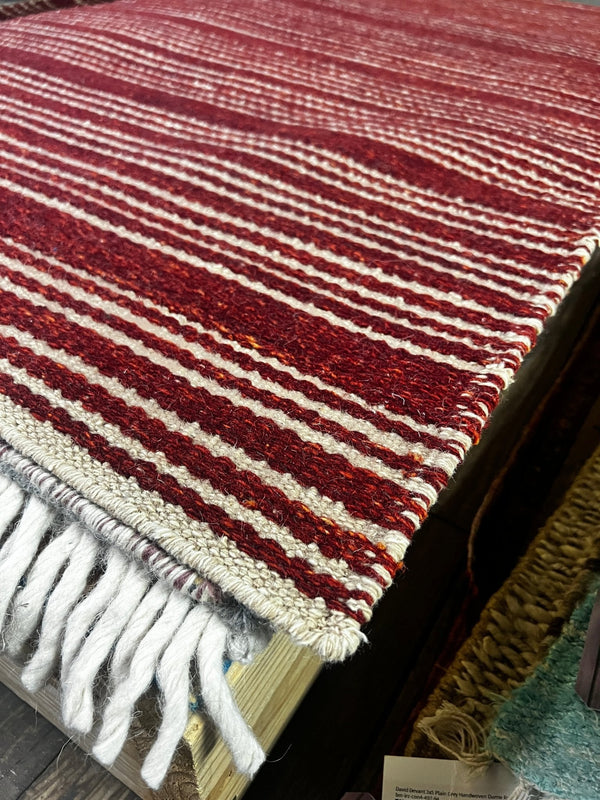 Keith the Handyman 3x5 Red Handwoven Durrie Rug | Banana Manor Rug Factory Outlet