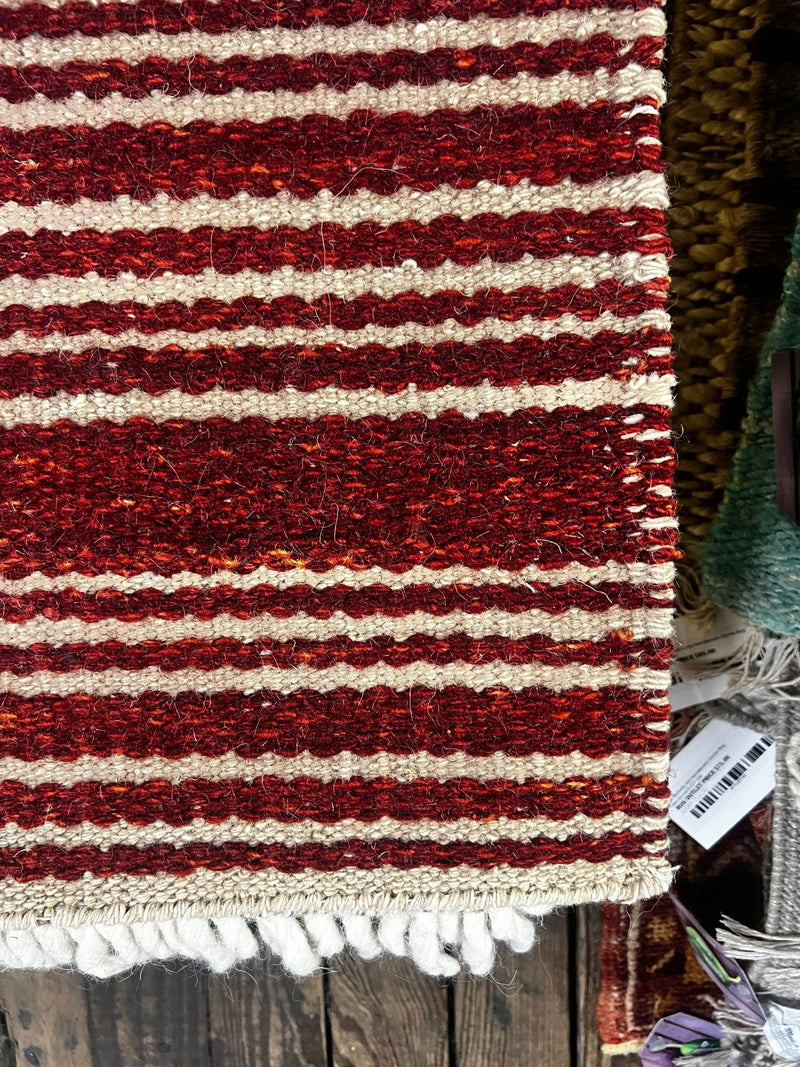 Keith the Handyman 3x5 Red Handwoven Durrie Rug | Banana Manor Rug Factory Outlet