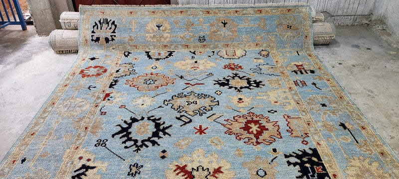 Kelly Behun Blue Hand-Knotted Oushak Rug 8x10 | Banana Manor Rug Company