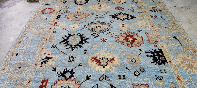 Kelly Behun Blue Hand-Knotted Oushak Rug 8x10 | Banana Manor Rug Company